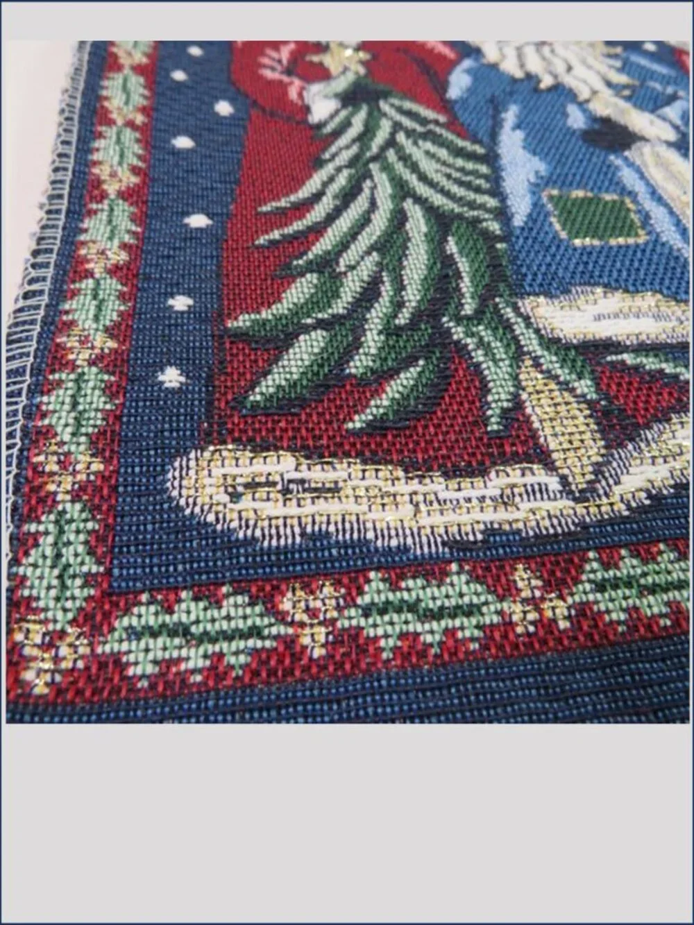 Vintage Santas Around the World Metallic Tapestry 12x12 Panels Pair 2 Moon Night